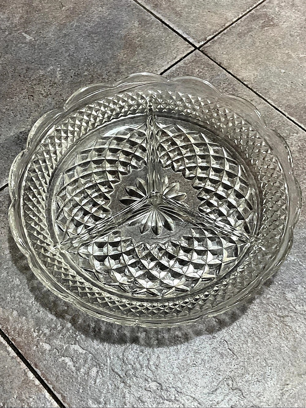 Clear Cut-Glass Serving Dish Wexford relish dish